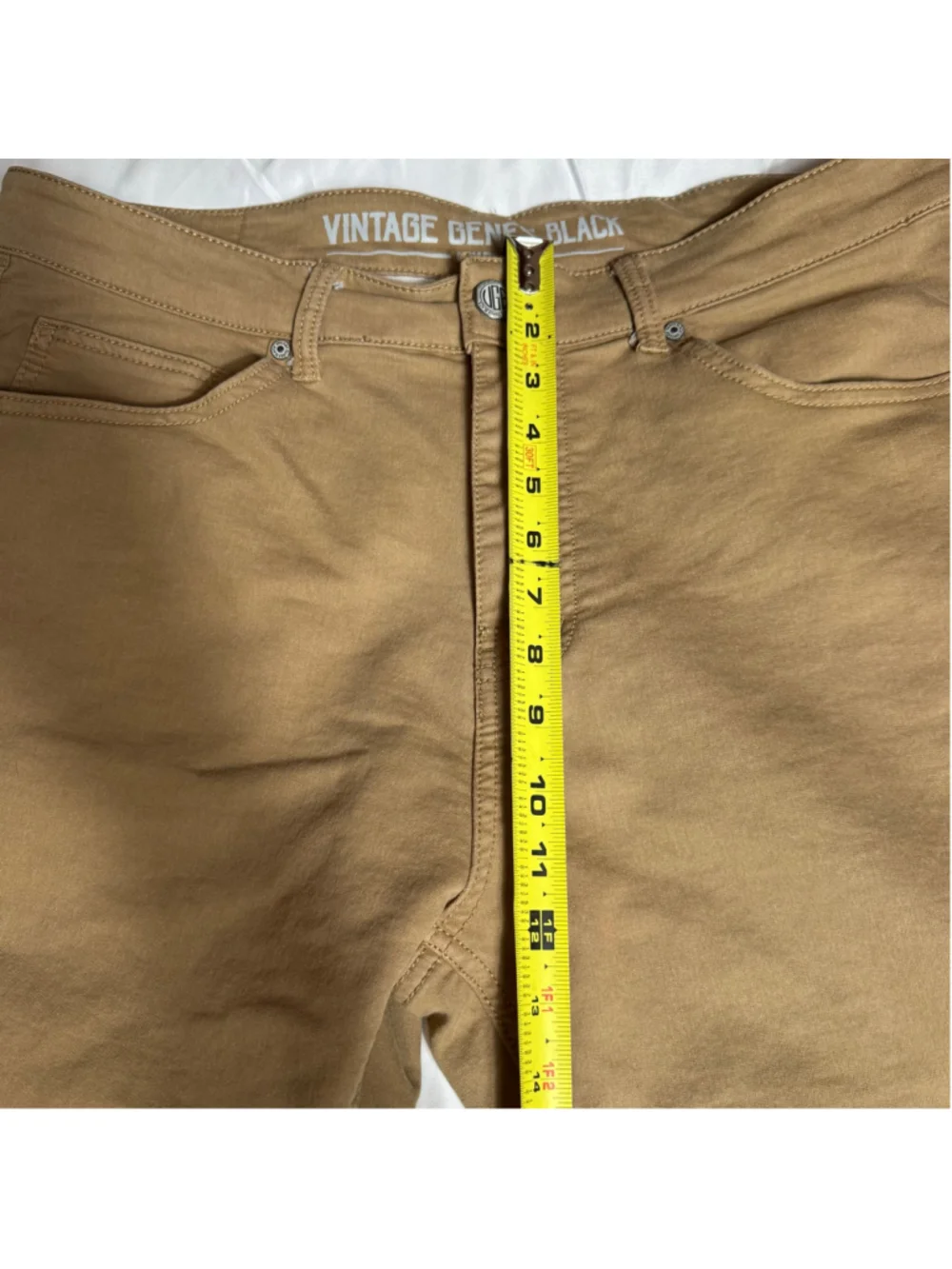 Men's Vintage Genes Black Slim Fit Chino Pants Brown Waist 36x32